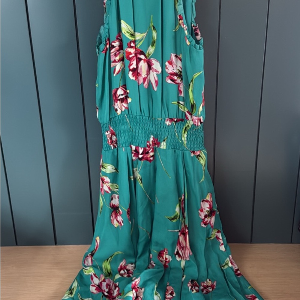 Parker Teal Floral Midi Dress
